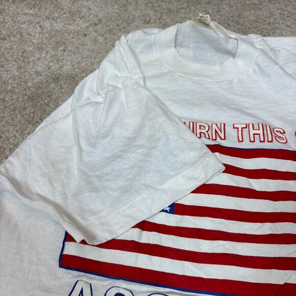 Vintage 80s Try To Burn This One A**hole US Flag Patriotic Shirt XL - Picture 8 of 13